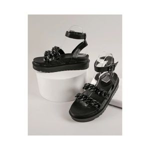 Chain Detail Platform Sandals